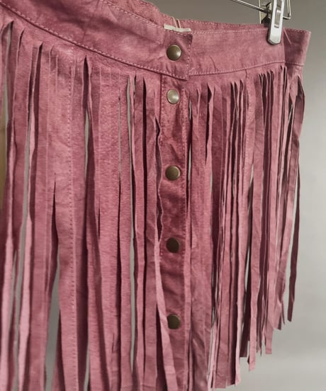 【USED】 Suede Leather Skirt Pink / 230304-001