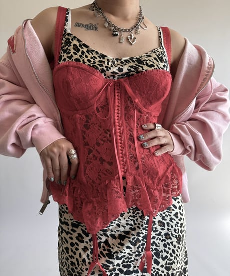 【USED】 Lace Pattern Corset Camisole Top  /250322-028