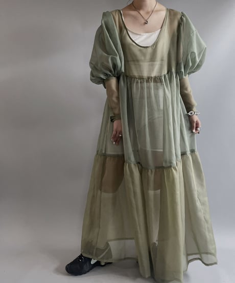【RE;CIRCLE】 RE Sheer Puff Sleeve One-piece / 230706-001