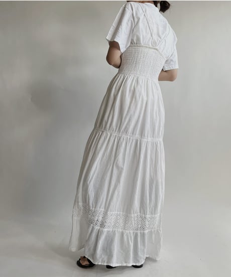 【USED】 White Cotton Camisole One-piece / 220423-014