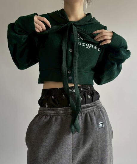 【RE;CIRCLE】 RE Hooded Acrylic Short Cardigan / 260205-003