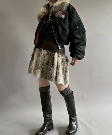 【RE;CIRCLE】  RE MA-1 Patched Fur Collar Short Jacket Black/ 251120-004