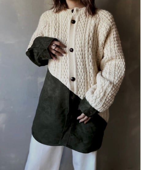 【RE;CIRCLE】 Switching Cable Knit Cardigan / 201112-020
