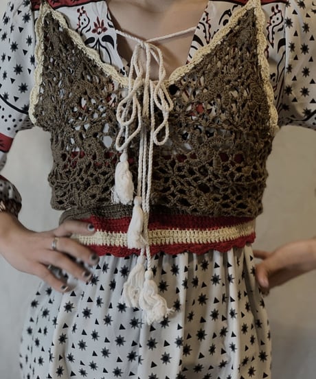 【USED】Crochet No Sleeve Knit Top/210217-059