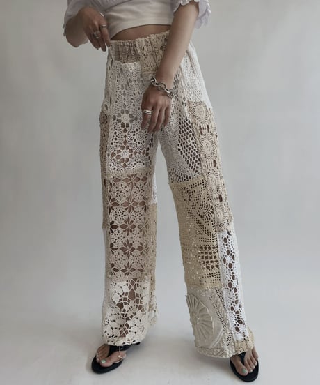【RE;CIRCLE】 RE Crochet Patchwork Pants / 220728-027