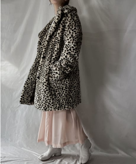 【USED】     Leopard Patterned Fur Coat/211202-023