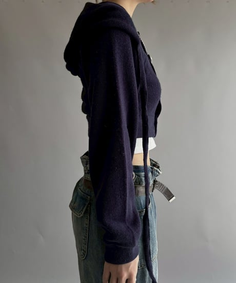 【RE;CIRCLE】 RE Hooded Acrylic Short Cardigan / 251016-002