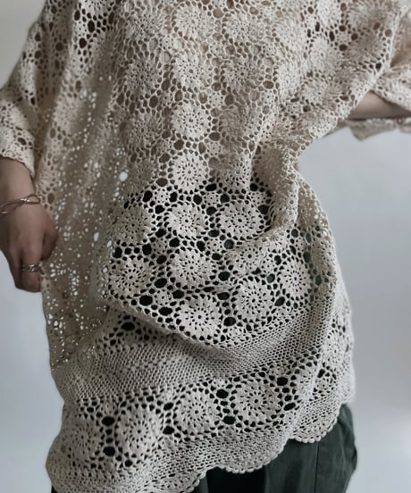 【RE;CIRCLE】 RE Crochet Lace S/S Hoodie / 220427-028