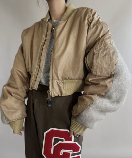 【RE;CIRCLE】 RE Short MA-1 Mohair Jacket Beige / 230112-022