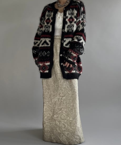 【USED】 Patterned Lame Long Skirt /241228-007