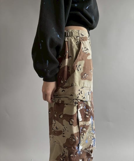 【USED】 Military Camouflage Cut Off Paint Pants /250925-003