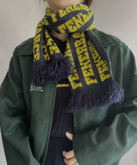 【USED】 Knit Soccer Muffler Yellow × Navy / 230206-004