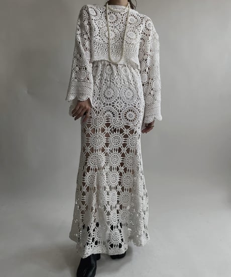 【RE;CIRCLE】 RE Crochet Lace Shirt Tops / 220427-012