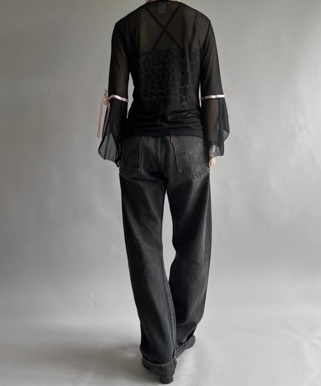 【USED】 Sheer Ribbon L/S Top/240928-014