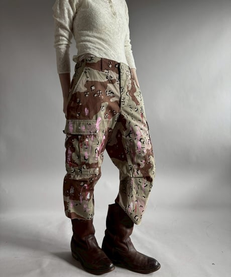 【USED】 Military Camouflage Cut Off Paint Pants /260226-014