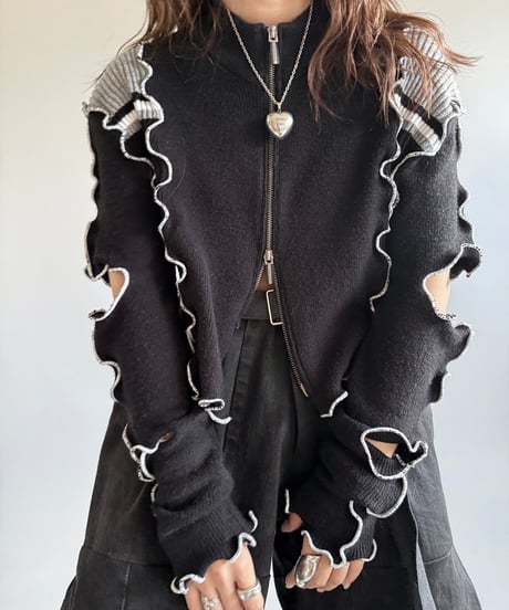 【RE;CIRCLE】 RE Mellow Zip Up Knit Top/241226-006