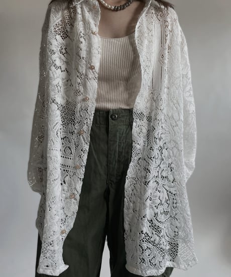 【RE;CIRCLE】 RE Crochet Lace Big Shirt / 220427-007