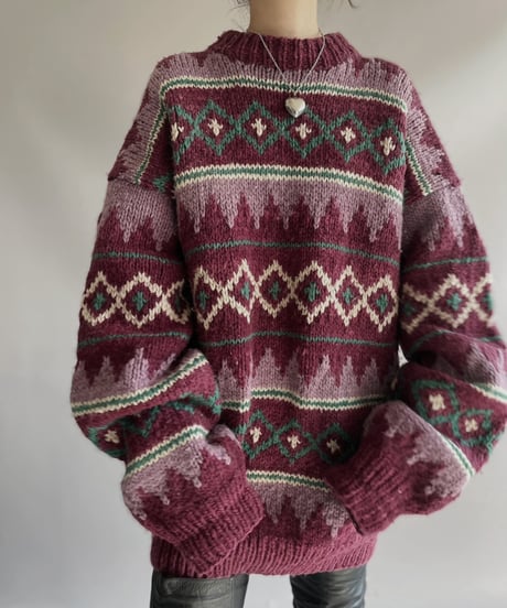 【USED】 Made in Ecuador Wool 100% Knit Top 231209-010