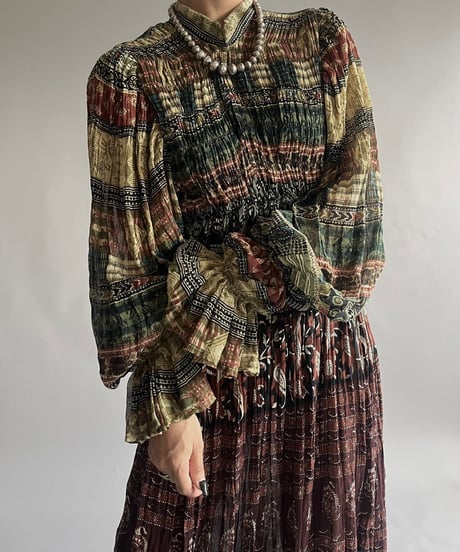 【RE;CIRCLE】 RE Indian Cotton Balloon Sleeved One-piece / 240912-006