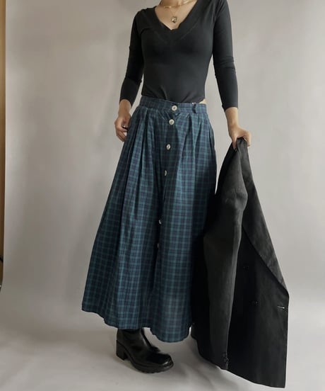 【USED】 Cotton Checked Long Skirt / 220903-005