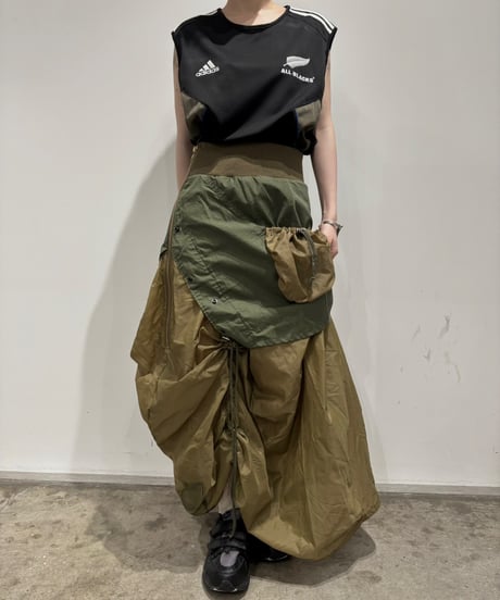【RE;CIRCLE】 RE U.S Military Rebuild Parachute Layered Skirt Khaki / 260423-007