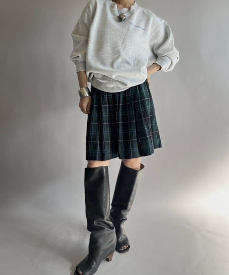 【USED】 Check Patterned Wool Pleats Skirt / 241019-031