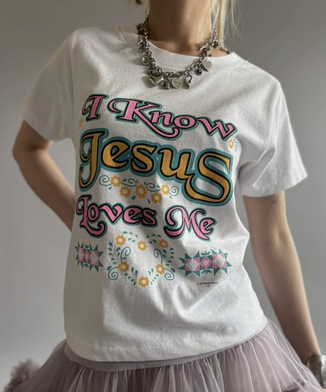 【USED】 RESIZED Hanes I Know Jesus Loves Me T-Shirt / 260627-022
