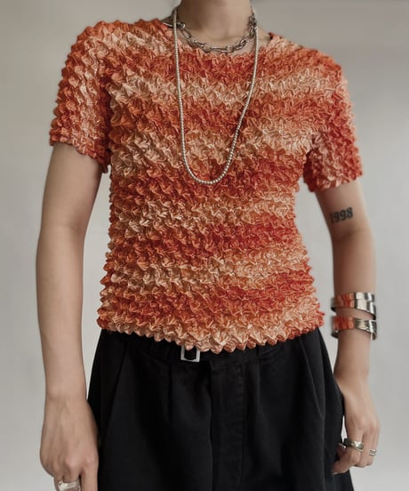 【USED】 Orange Color Popcorn Top / 220709-013