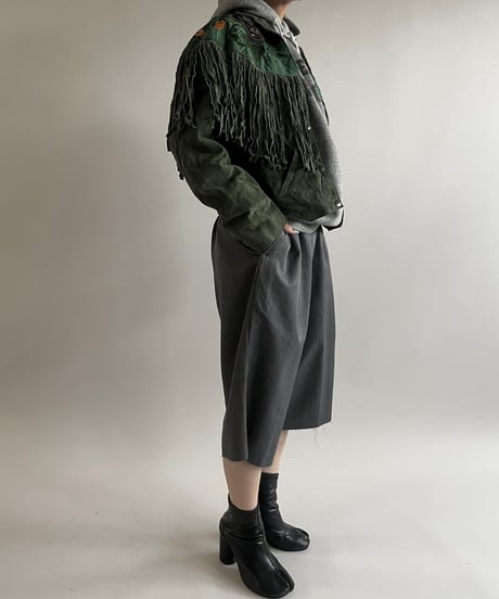 【USED】 Flower Embroidery Suede Fringe Jacket /250301-007