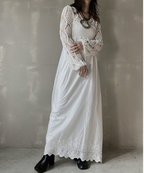 【USED】  White Cotton Camisole One-piece/220220-031