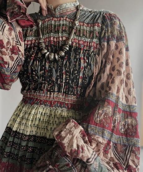 【RE;CIRCLE】 RE Indian Cotton Balloon Sleeved One-piece / 220901-002