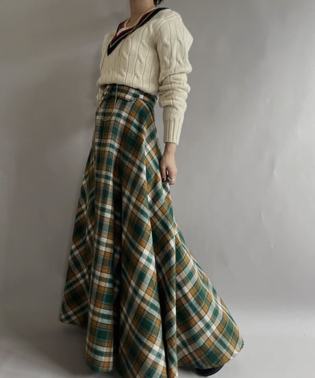 【USED】  Checked Long Skirt / 221105-023