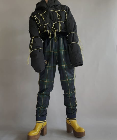 【RE;CIRCLE】 RE Draw Code Down Vest Black×Yellow / 221215-005