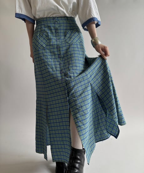 【USED】  Checked Long Skirt/250823-003