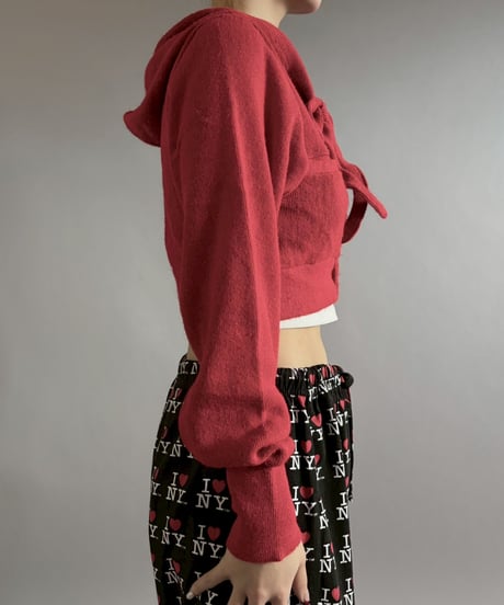 【RE;CIRCLE】 RE Hooded Acrylic Short Cardigan / 260205-009