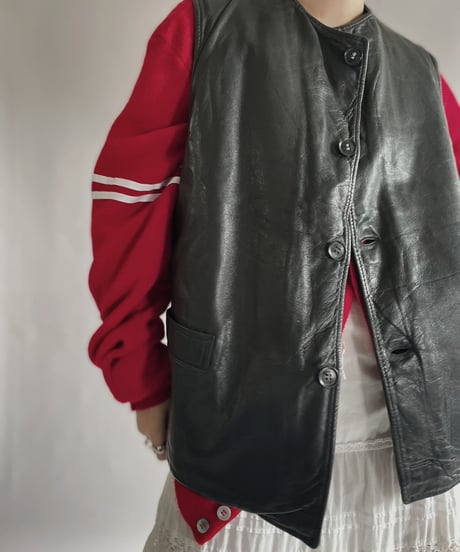 【USED】 Fur Leather Vest / 221203-029