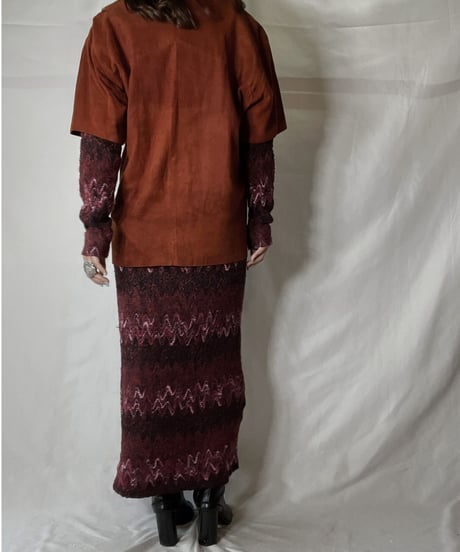 【USED】  Suede Lace Up L/S Top/211014-049