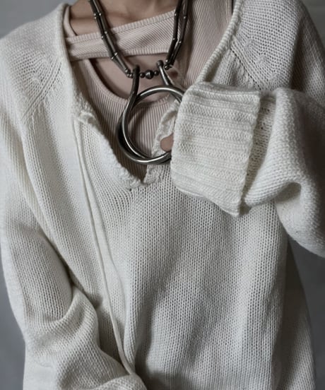 【USED】  Crochet Knit L/S Top⑦/211014-058