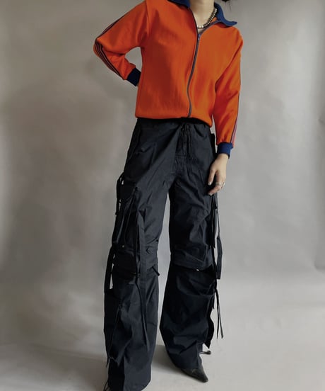 【USED】 Poly Zip-up Line Top Orange / 230128-024