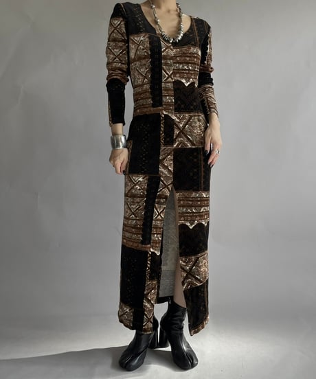 【USED】 Patterned Velour One-Piece /241214-010