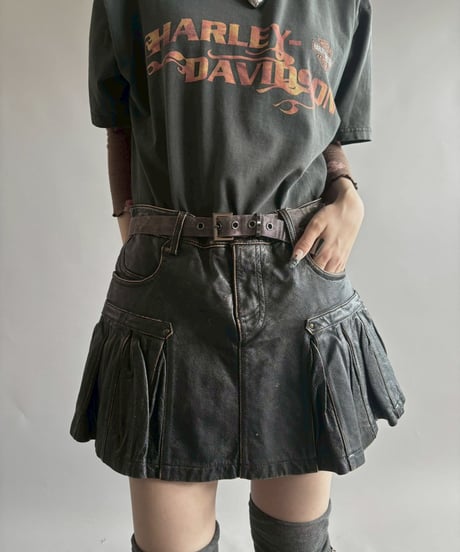 【USED】 Leather Mini Skirt/251004-009