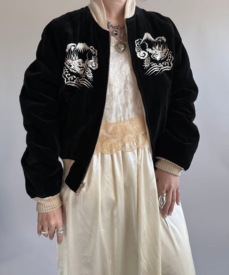 【USED】 50's Vintage Souvenir Jacket Reversible 別珍 TTS Zipper /250104-014