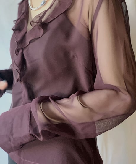 【USED】L/S See-through  Blouse  /210318-007