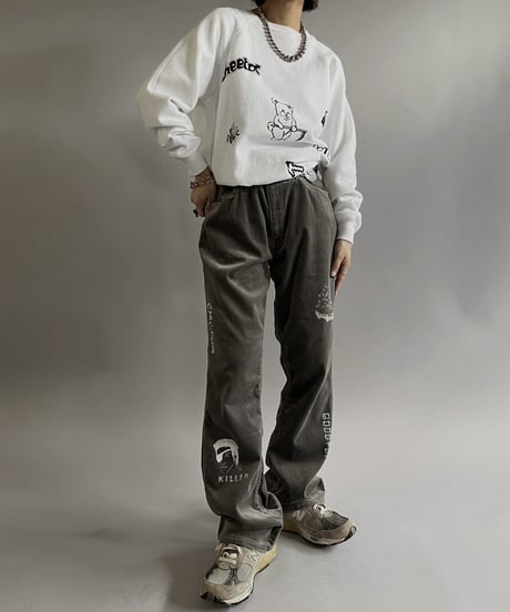 【Mashup Products】 Silk Screen Made in USA Hanes L/S Sweat top /  240217-022