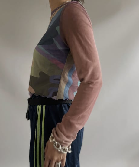 【USED】L/S Patterned Sheer Top / 231009-003