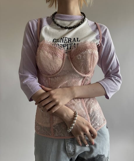 【USED】 Lace Pattern Camisole Bra Top  / 250531-019