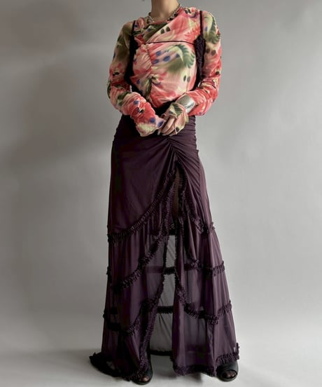 【USED】 Frill design long camisole One-Piece  /250920-029
