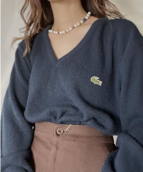 【USED】   LACOSTE Knit Top①/211126-006