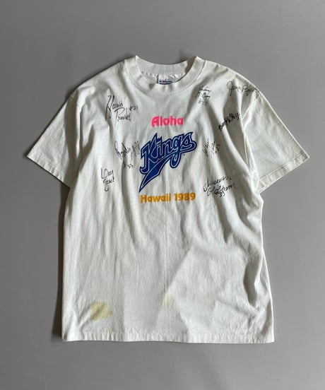 【USED】 Made in USA 89's Hanes Kings Sign T-Shirt/ 240429-028