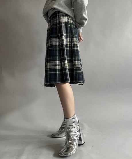 【USED】  Check Patterned Wool Skirt / 241130-020
